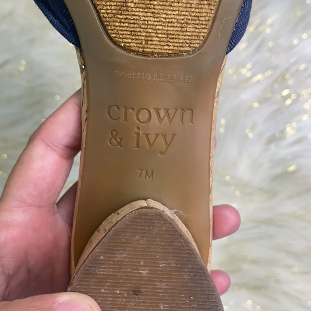 Crown & Ivy - Denim Heeled Slide Shoe Size 7
